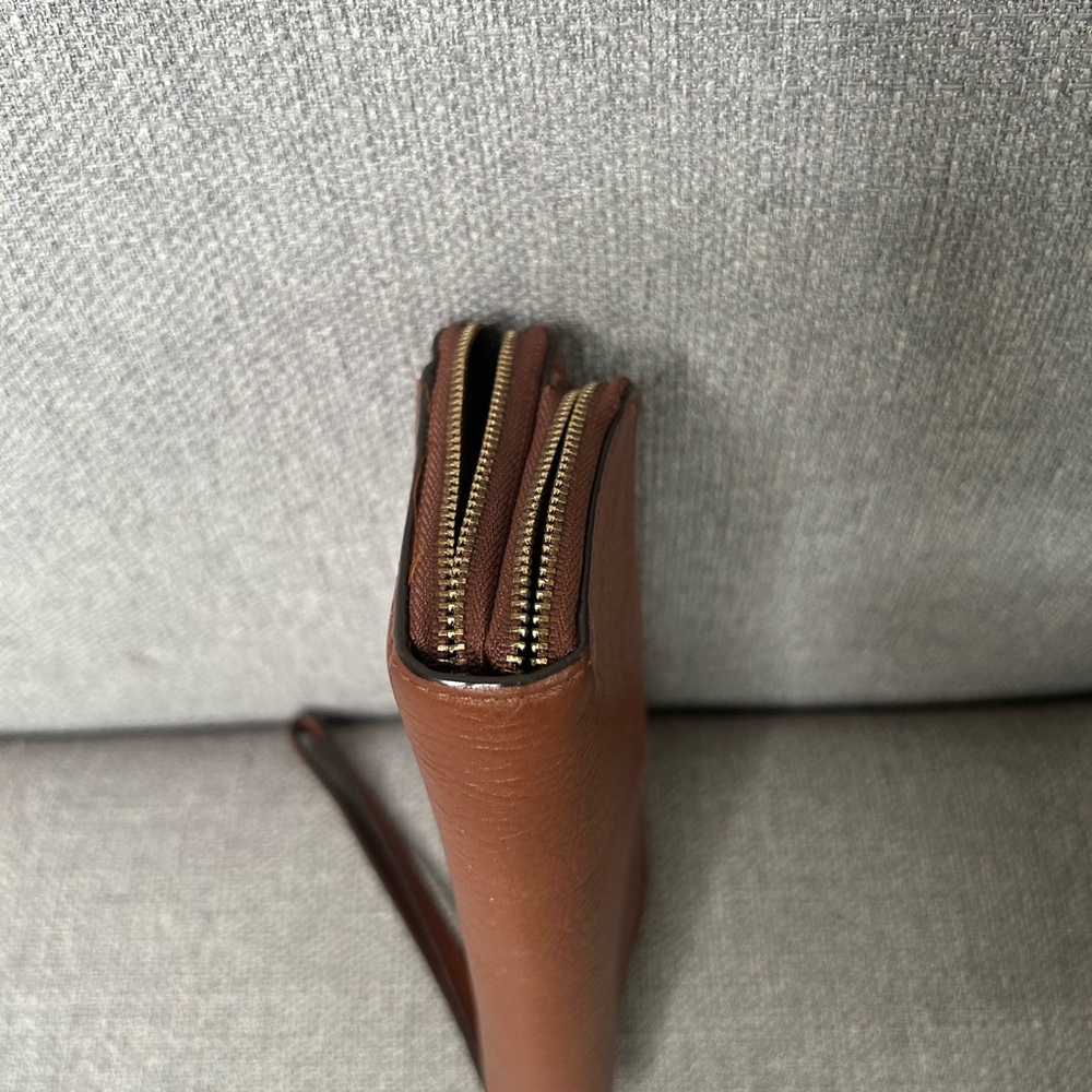 Coach Brown Pebbled Leather Wristlet Clutch - Picture 8 of 15